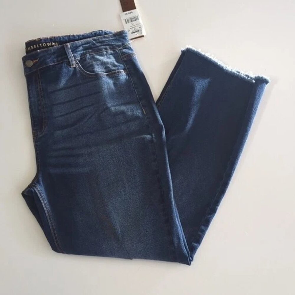Tinseltown Ripped crop straight leg Raw hem Juniors Jeans Size 17